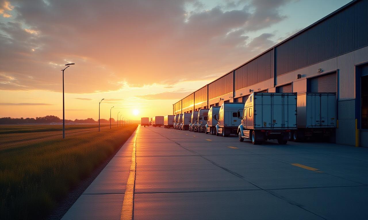 Logistics hub and transport trucks in Fremont Indiana