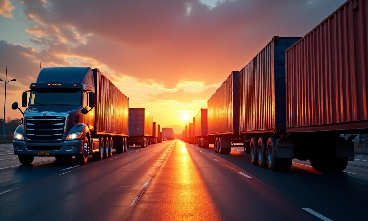 Logistics hub at sunset